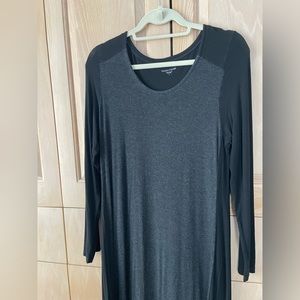 Eileen Fisher Black and Grey Jersey Long-Sleeve Midi Tank Dress Size Large